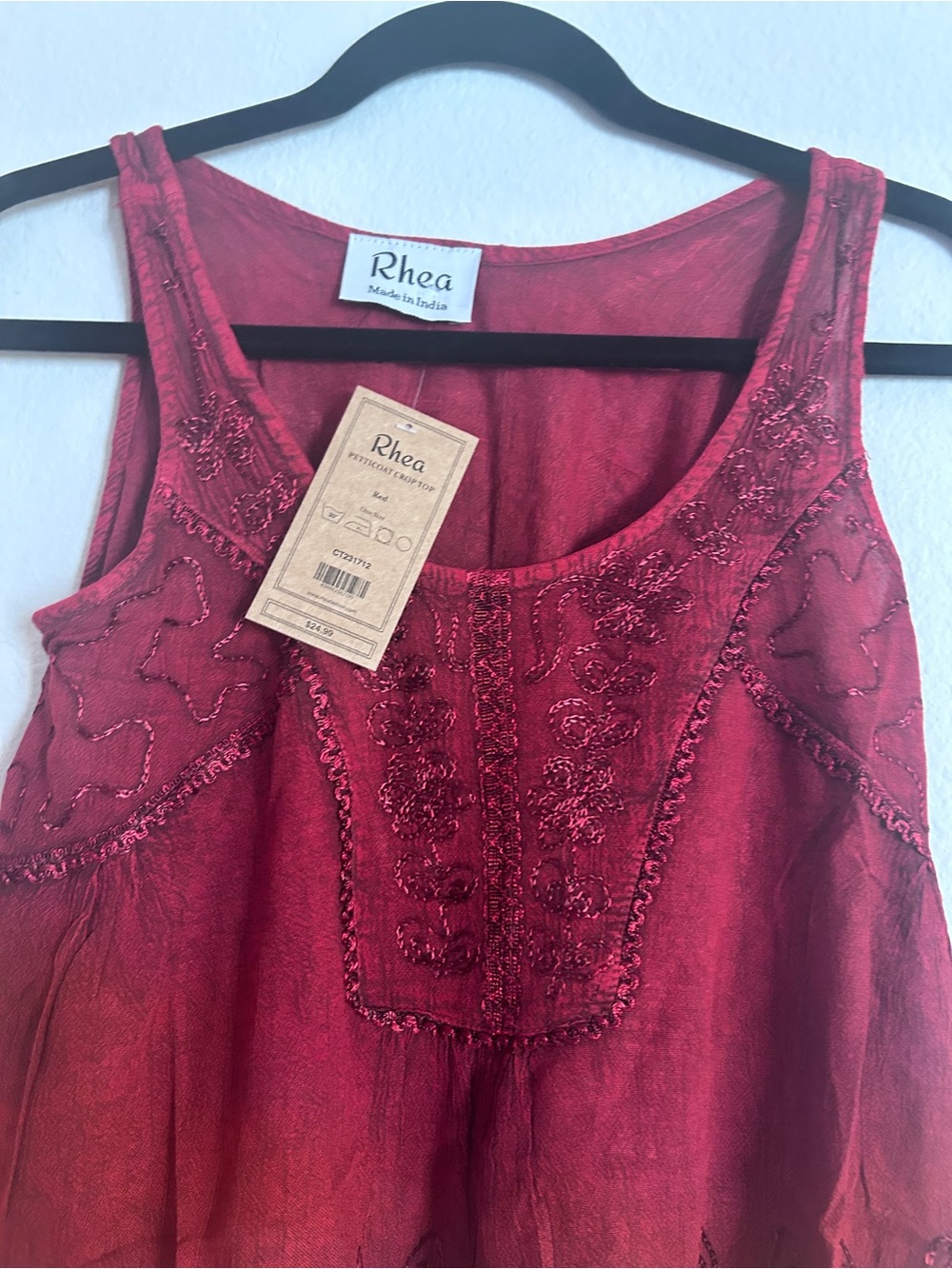 Rhea Costa Rust Red Embroidered Tank Camisole